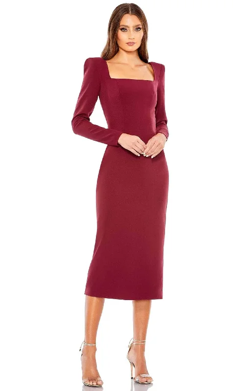 Elegant Organza Dress Mac Duggal 26710 - Square Neck Fitted Midi Dress