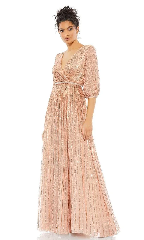 Fancy Evening Dress Mac Duggal - 5509 Bishop Sleeve Sequin A-Line Gown