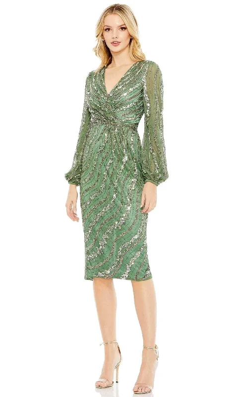 Statement Chiffon Dress Mac Duggal 5573 - Sequined Long-Sleeved Dress