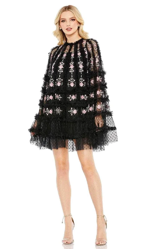 Sophisticated Party Dress Mac Duggal 8031 - High Neck Cape Cocktail Dress