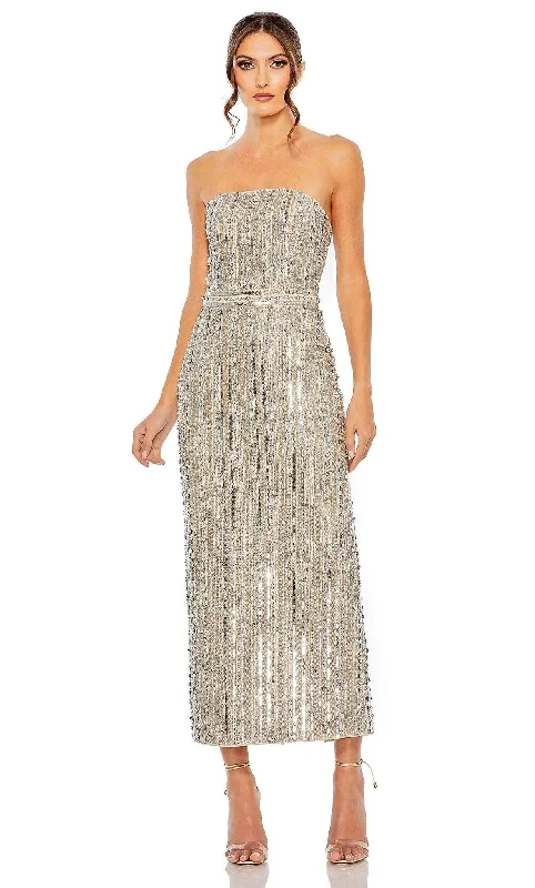 Open Back Dress Mac Duggal 93831 - Tea Length Highly Embellished Dress