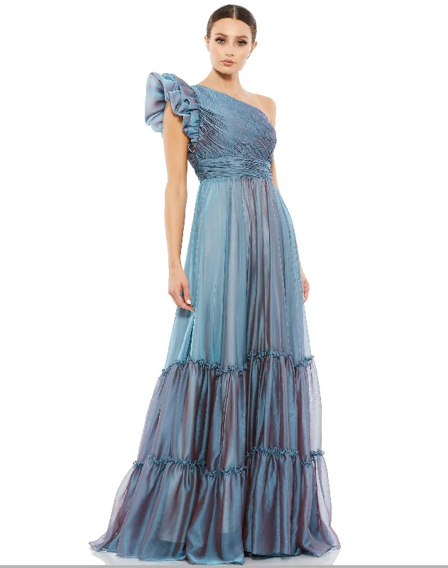Hollywood-Inspired Gown Mac Duggal 67878 Long One Shoulder Ruffled Sleeve