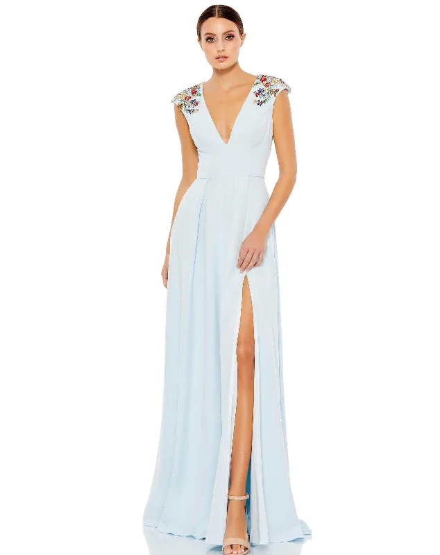 Ruched Velvet Dress Mac Duggal 26540 Prom Long Floral Beaded Dress Sale