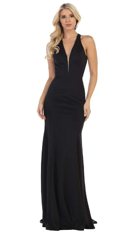 Sparkly Mermaid Dress May Queen - MQ1636 Halter Crisscross Straps Open Back Mermaid Gown