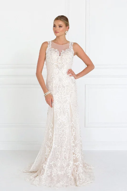 Sophisticated Party Dress Mermaid Long Wedding Dress with Sheer Back