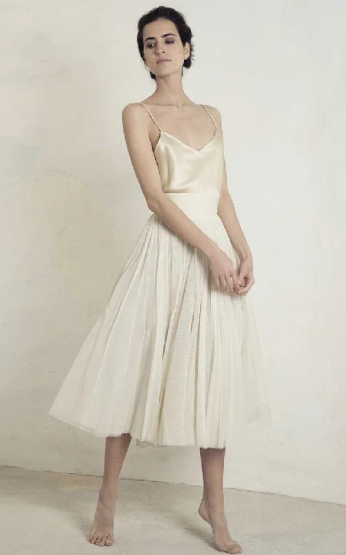 Perfect Prom Dress Modern A Line Tea-length Sleeveless Tulle Spaghetti Wedding Dress with Ruching-716159 Perfect Prom Dress Modern A Line Tea-length Sleeveless Tulle Spaghetti Wedding Dress with Ruching-716159