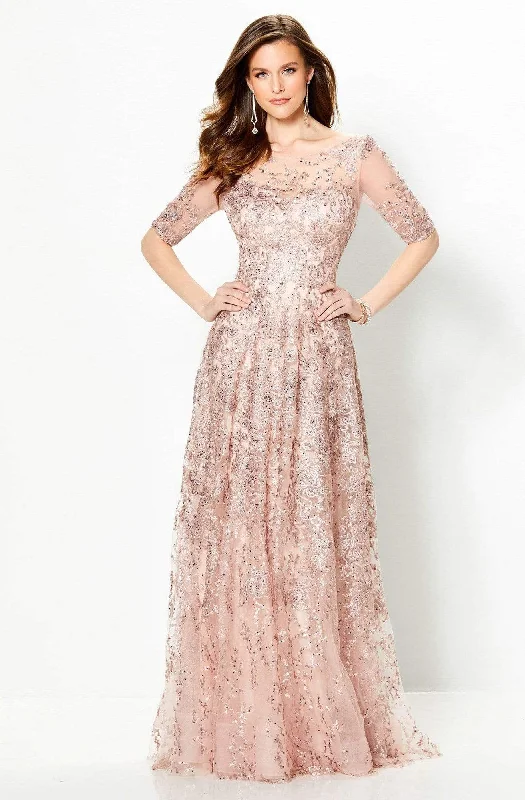 Timeless Gown Montage by Mon Cheri - 219976W Embroidered Illusion Bateau A-line Gown