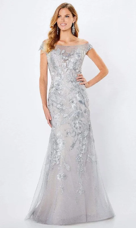 Puffy Formal Dress Montage by Mon Cheri - 221968 Illusion Off-Shoulder Mother of the Bride Dress