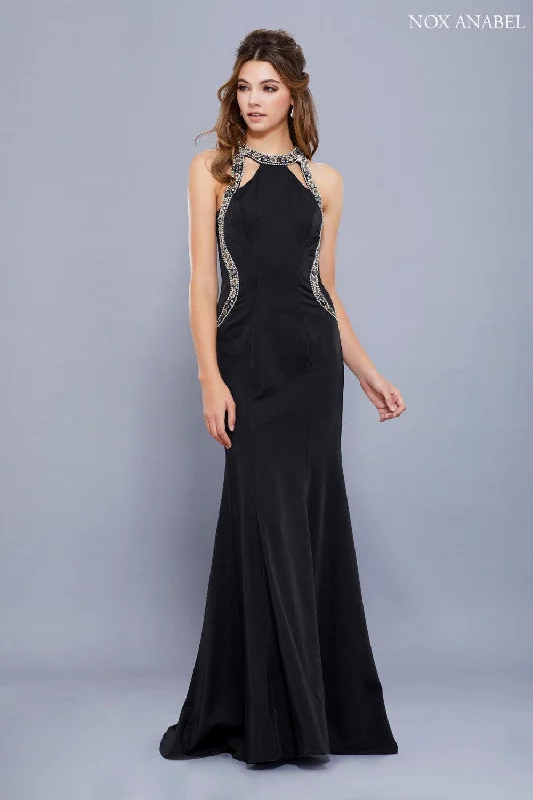 Trendy Party Dress Long Halter Neck Embellished Formal Evening Dress