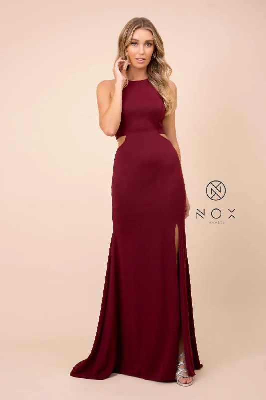 Lace Overlay Dress Long Open Back Cutout Prom Dress Evening Gown
