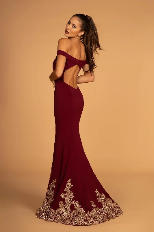 Ethereal Formal Gown Long Formal Off the Shoulder Prom Open Back Dress
