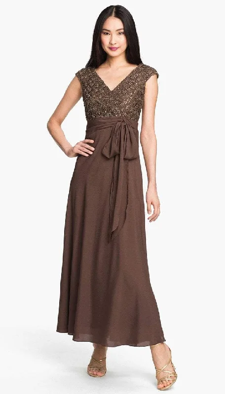 Elegant Cocktail Gown Patra - 12615 Cap Sleeve Gilded Starburst Lace A-Line Gown