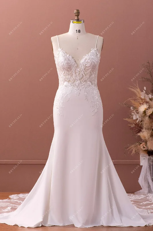 Floor-Length Satin Dress Plus Size Beaded Straps Illusion Lace Cutout Train Mermaid Bridal Gown Floor-Length Satin Dress Plus Size Beaded Straps Illusion Lace Cutout Train Mermaid Bridal Gown