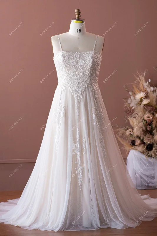 Sophisticated Party Dress Plus Size Spaghetti Strap Stylish Lace A-line Bridal Dress Sophisticated Party Dress Plus Size Spaghetti Strap Stylish Lace A-line Bridal Dress