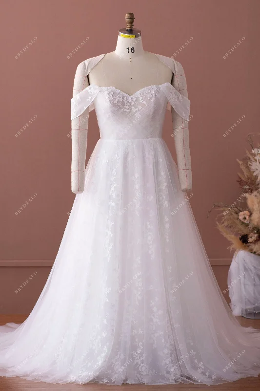 Romantic Floral Dress Plus Size Romantic Lace Off Shoulder Tulle Wedding Dress