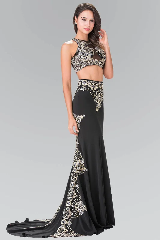Polka Dot Gown Prom Long 2 Piece Set Formal Dress Evening Dress