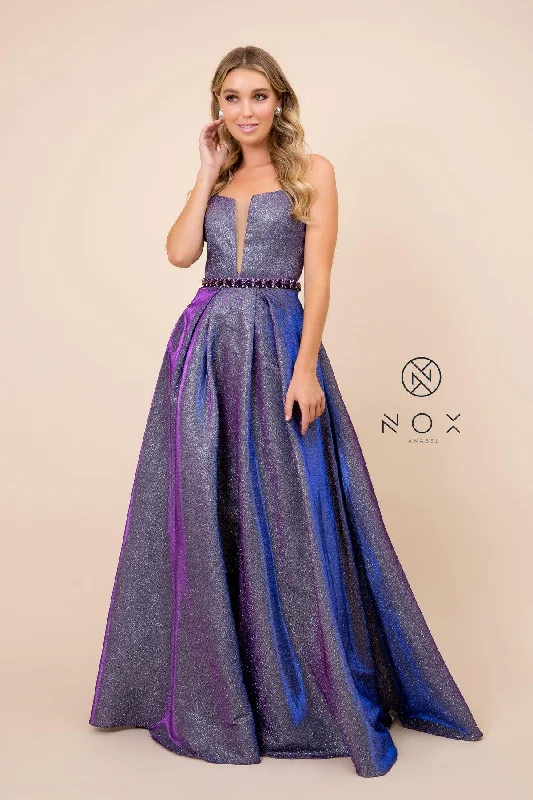 Sweetheart Neckline Dress Long Metallic Sleeveless Formal Dress Evening Gown