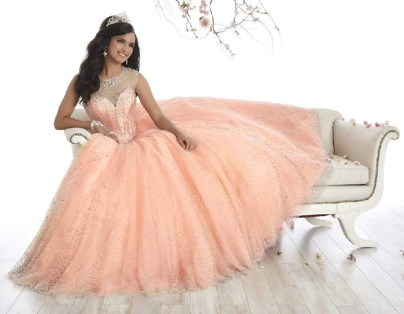 Rich Velvet Dress Quinceanera Collection - 26866 Sparkly Illusion Lace Up Back Ballgown