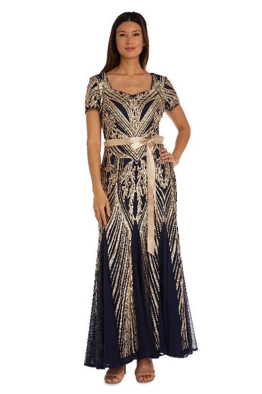 Lace Overlay Dress R&M Richards 7385P Long Formal Petite Dress