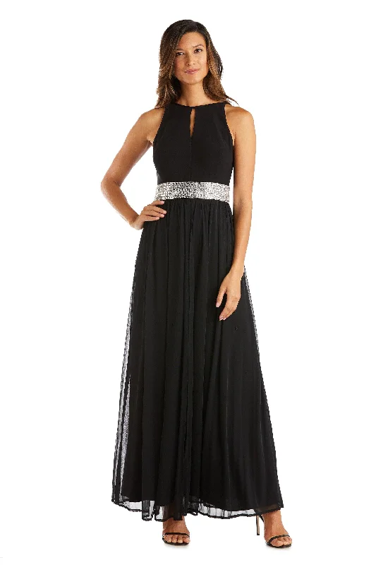 Tulle Skirt Dress R&M Richards 5405P Long Formal Petite Halter Dress