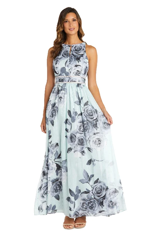 Silk Ball Gown R&M Richards 7045P Long Formal Petite Halter Dress