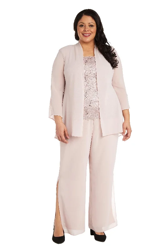 Off-White Gown R&M Richards 7506W Plus Size Formal Pansuit Sale