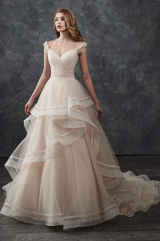 Elegant Organza Dress Rachel Allan Bridal - M667 Off-Shoulder Ruffled Bridal Gown