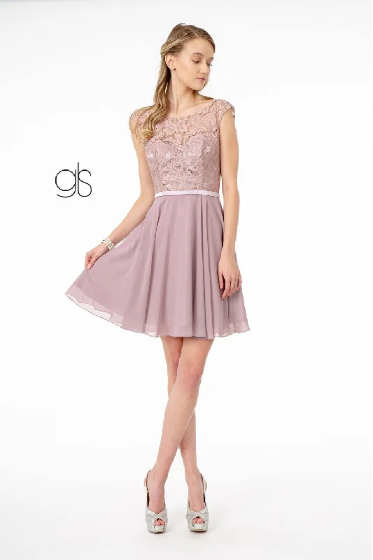 Stunning Silk Gown Short Lace Bodice Cocktail Dress Sale