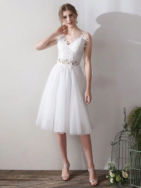Chic Satin Dress Short Wedding Dresses V Neck Sleeveless A Line Natural Tea Length Waist Organza Bridal Dresses Chic Satin Dress Short Wedding Dresses V Neck Sleeveless A Line Natural Tea Length Waist Organza Bridal Dresses