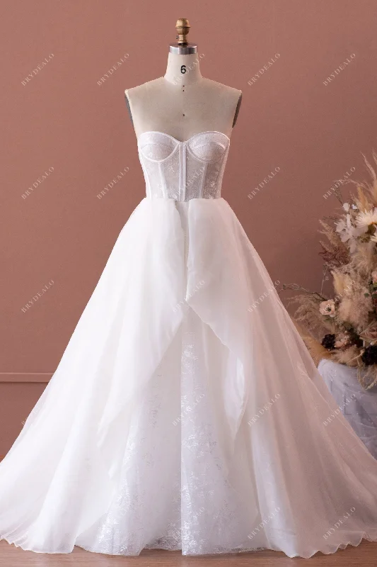Fashionista’s Dream Dress Retro Strapless Illusion Corset Lace Organza Wedding Ballgown Fashionista’s Dream Dress Retro Strapless Illusion Corset Lace Organza Wedding Ballgown