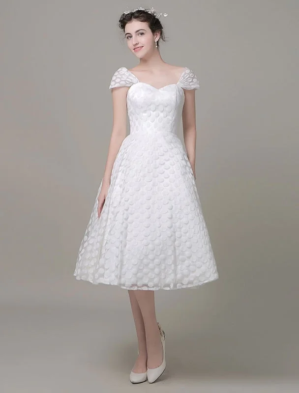 Modern Ball Gown Sweetheart Wedding Dress Tulle A-Line Knee-Length Bridal Dress