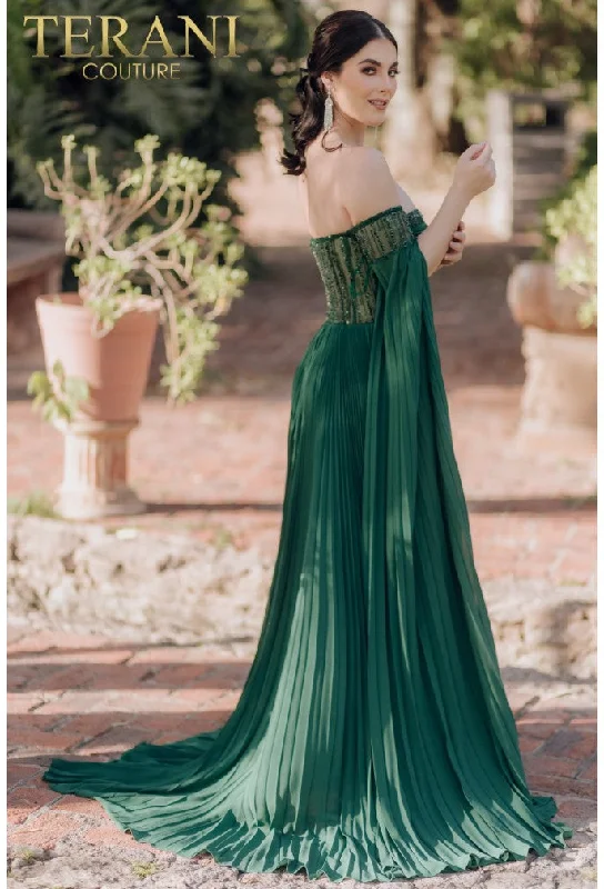 Gold Embellished Gown TERANI 232E1218 DRESS