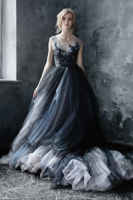 Dazzling Evening Dress Tulle Lace Embroidered Wedding Dress-715077