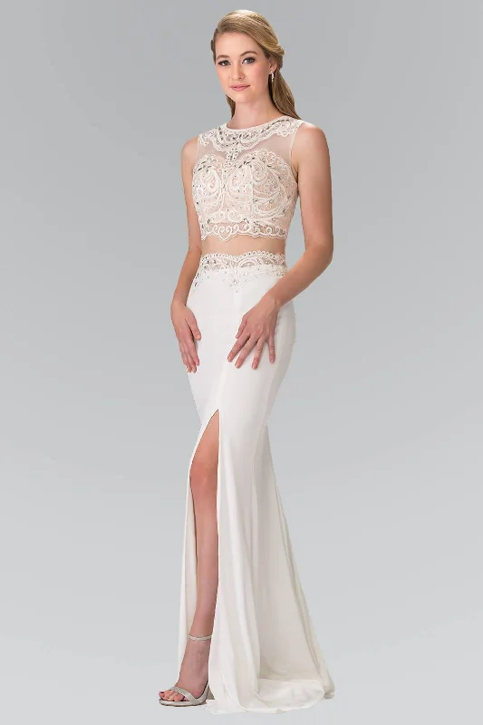 Majestic Ball Gown Prom 2 Piece Long Formal Dress Sleeveless Lace  Gown