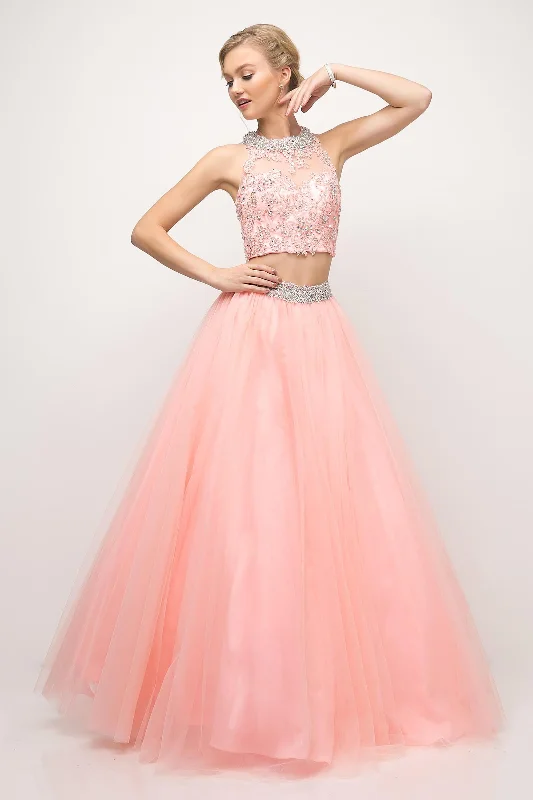 Charcoal Gray Gown Cinderella Divine UM078 Two Piece Sexy Prom Long Gown