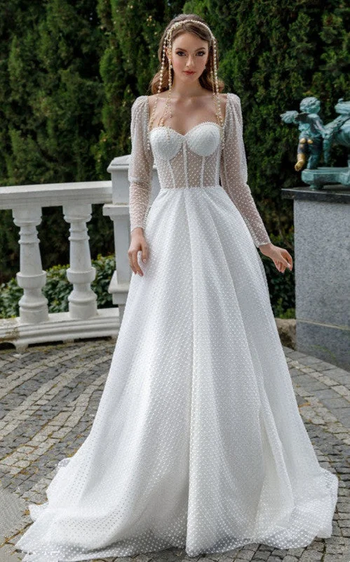 Fashionista’s Dream Dress Vintage A-Line Sweetheart Tulle Wedding Dress with Sweep Train-716421 Fashionista’s Dream Dress Vintage A-Line Sweetheart Tulle Wedding Dress with Sweep Train-716421