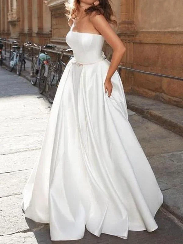 Sparkly Mermaid Dress Vintage Wedding Dress Strapless Sleeveless Natural Waist Satin Fabric Floor Length Bows Traditional Dresses For Bride Sparkly Mermaid Dress Vintage Wedding Dress Strapless Sleeveless Natural Waist Satin Fabric Floor Length Bows Traditional Dresses For Bride
