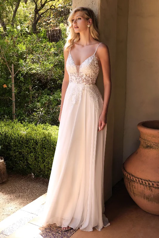 Rhinestone Embellished Dress A-Line Chiffon Embroidered Lace Bodice Long Wedding Dress CDTY11 Rhinestone Embellished Dress A-Line Chiffon Embroidered Lace Bodice Long Wedding Dress CDTY11