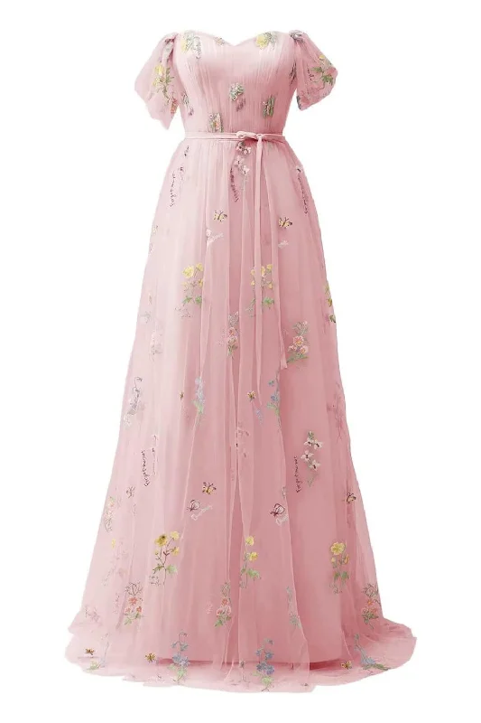 Fancy Embellished Dress A-Line Floor Length Print Prom Dress CS0443