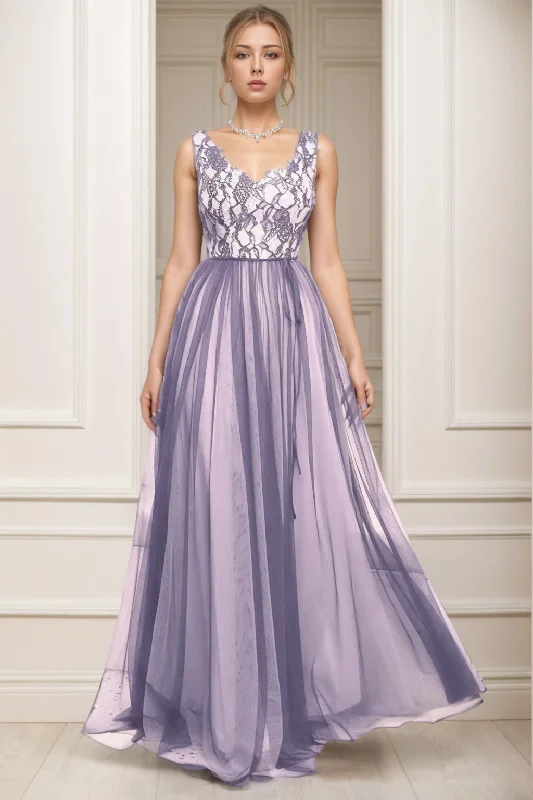 Royal Blue Dress A-Line Sweep-Brush Train Tulle Prom Dress CS0466