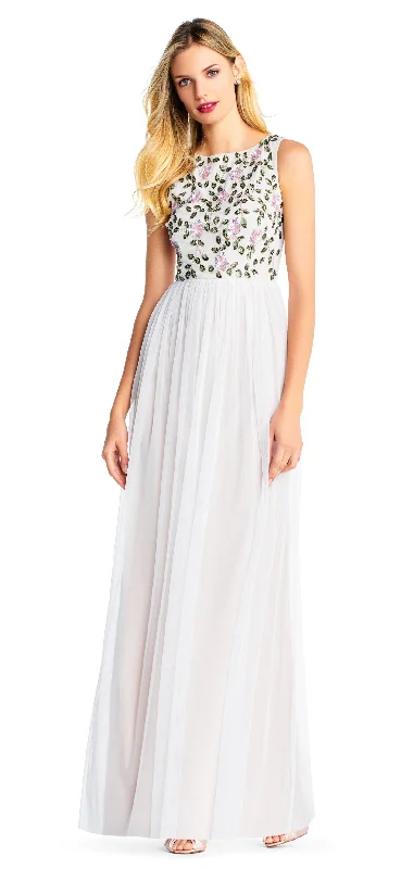 Halter Gown Adrianna Papell - Bedazzled Bateau A-line Dress AP1E203409SC