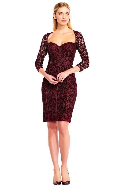 Eye-Catching Satin Gown Aidan Mattox - Allover Lace Quarter Sleeve Fitted Dress MD1E201458SC Eye-Catching Satin Gown Aidan Mattox - Allover Lace Quarter Sleeve Fitted Dress MD1E201458SC