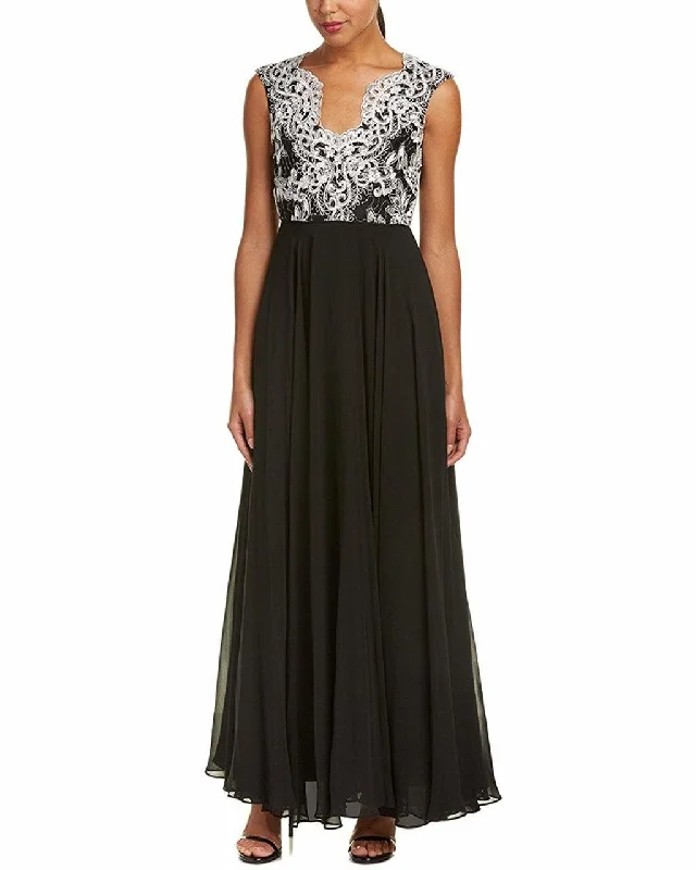 Statement Chiffon Dress Aidan Mattox - Scallop Detailed Pleated A-line Gown MD1E201158SC
