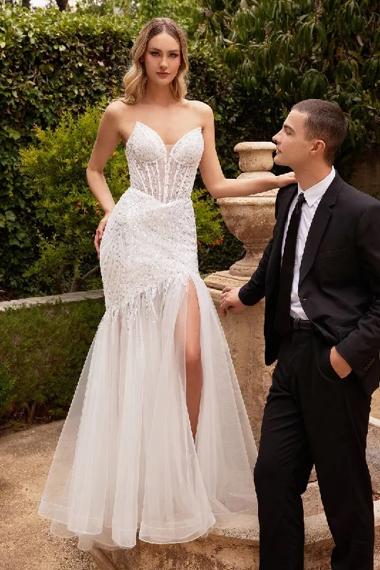 Fancy Embellished Dress Beaded Mermaid Side Slit tulle Skirt Embroidered Lace Long Wedding Dress CDCD0215W Fancy Embellished Dress Beaded Mermaid Side Slit tulle Skirt Embroidered Lace Long Wedding Dress CDCD0215W