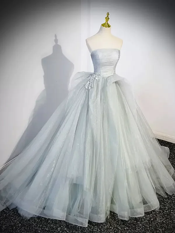 Show-Stopping Evening Gown Elegant Tulle Strapless A-Line Prom Dress Ball Gown,DP1020