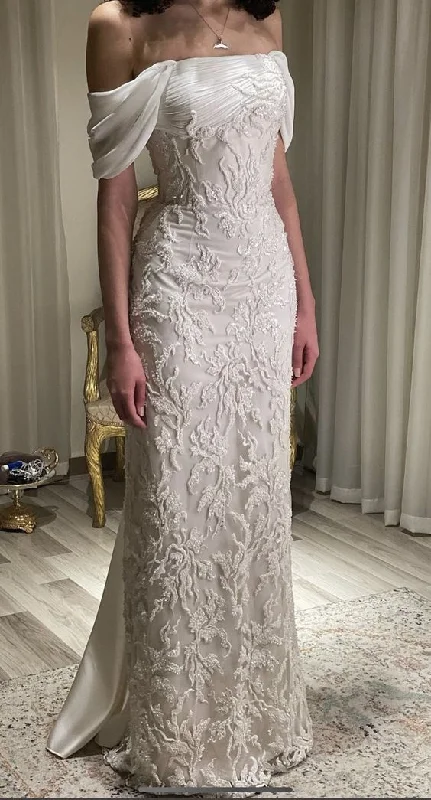Elegant Cocktail Gown Gorgeous White Off Shoulder Beading Appliques Long Prom Dress Wedding Dress,DP1032 Elegant Cocktail Gown Gorgeous White Off Shoulder Beading Appliques Long Prom Dress Wedding Dress,DP1032