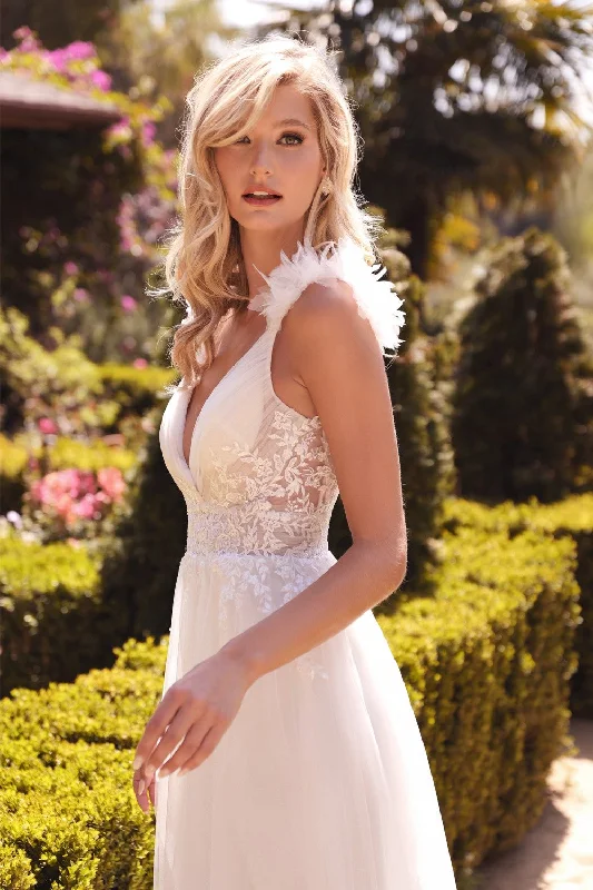 Glamorous Formal Dress A-line Floral Appliqué Waistline Sensual V-neckline Backless Bodice Long Wedding Dress CDCD971W Sale Glamorous Formal Dress A-line Floral Appliqué Waistline Sensual V-neckline Backless Bodice Long Wedding Dress CDCD971W Sale