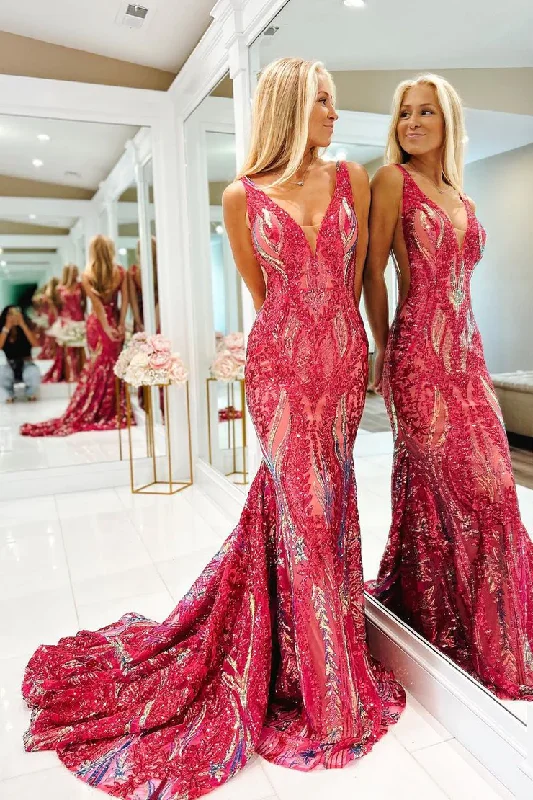 Exquisite Couture Dress Charming V Neck Sequins Backless Mermaid Long Prom Dress,DP1387 Exquisite Couture Dress Charming V Neck Sequins Backless Mermaid Long Prom Dress,DP1387