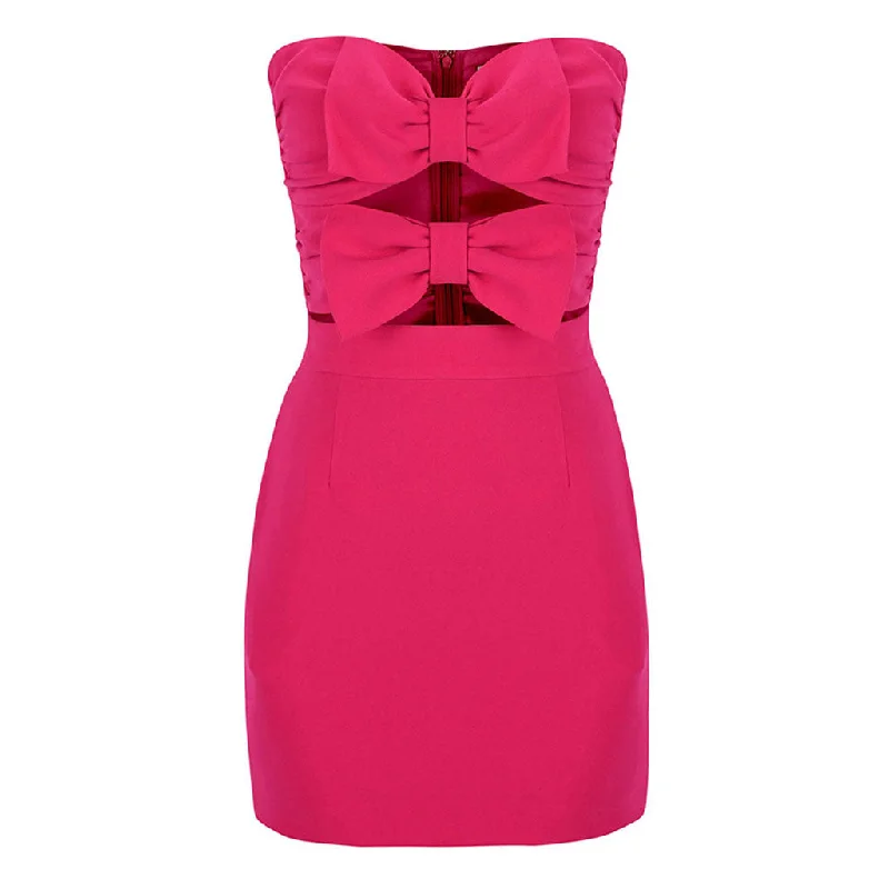 Majestic Ball Gown Cute Bow Cut Out Strapless Sweetheart Neck Ruched Bodycon Mini Party Dress Majestic Ball Gown Cute Bow Cut Out Strapless Sweetheart Neck Ruched Bodycon Mini Party Dress