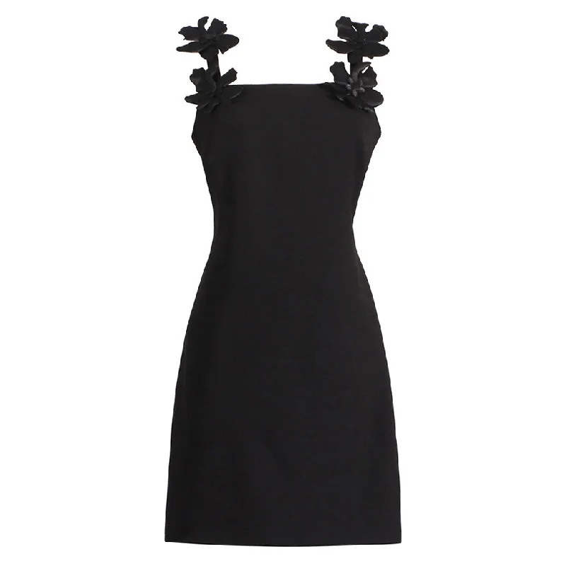 Lace Overlay Dress Cute Square Neck Sleeveless A Line Crepe Embroidered Rosette Mini Dress Lace Overlay Dress Cute Square Neck Sleeveless A Line Crepe Embroidered Rosette Mini Dress